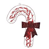 Northlight Lighted Red Candy Cane with Bow Christmas Window or Wall Silhouette Decoration 19【クリスマス】【