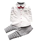 ShangYi Baby Boys' Long Sleeve Gentleman Romper 2pcs Outfit Set White M