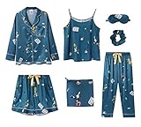 [Rose Halcyon] パジャマ レディース ルームウェア 寝巻き 部屋着 サテン 可愛い 長袖 パンツ キャミソール 秋 春 夏(F42-S) …