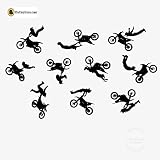 モトクロスダートバイク壁デカールステッカーのセット10 – デカールステッカー壁画子供少年少女の部屋寝室 – ダートバイクの壁アートホーム装飾 ブラック silmotocrossset2-BLACK