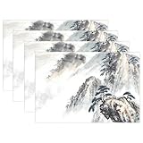 thunanaプレースマット、中国絵画夕食マット、耐熱、crinkle-proofプレースマット set of 6