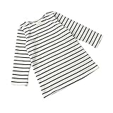 AIKEE ベビー 女の子 シンプル 定番 ストライプ ワンピース 長袖 ボーダー Aラインワンピース 80