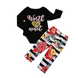 (ラランドリー) laraandlory  ベビー セットアップ 長袖ロンパース&ズボン 花柄 ボーダー柄 (100/18-24ヶ月, ブラック)