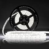 LEDMO 600LEDs SMD 2835 LED Strip, Waterproof White 6000K 15Lm/LED High CRI80, IP65 for Wet location,