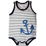 【袖なしロンパス】袖なしコンビ紺ボーダー大イカリ (70ｃｍ)