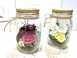 プリザーブドフラワーFlower Mason Jar フラワーメイソンジャー (チョコレートピンク)