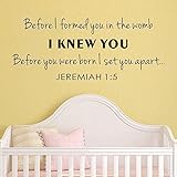 Wall Decal Decor Before I formed you in the wombI knew you - Jeremiah 1:5 Bible Verse Wall Quotes De