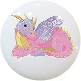 Carolina Hardware and Decor 2399 Pink Purple Lady Dragon Ceramic Cabinet Drawer Knob by Carolina Har