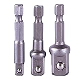 Aidle 1/4上のアダプタ六角形」、/1/2"、4角度ドライブ、ナットアダプタ3個付き/3/8"スクエアドリルチャックアダプター。
