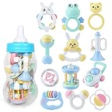 PANCY 赤ちゃん 歯がため おもちゃ セット ガラガラ ラトル 動物 かわいい 収納ケース付き 新生児 プレゼント 出産祝い (12点セット)