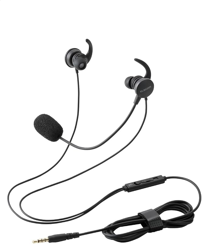 エレコム 有線ヘッドセット 3.5mm 4極ミニプラグ マイク付き インナーイヤー カナル型 両耳 変換ケーブル付 (4極 - 3極) ブラック ECHS-EP21STBK