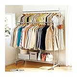 インテリア 家具 便利 おしゃれ 頑丈ハンガーラック 【6： ダブル/幅150cm】 スチールパイプ キャスター付き 〔ワードローブ/クローゼット〕