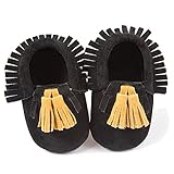 ゴシレ Gosear かわいい タッセルスタイル マットフランネルシューアッパー 乳児の赤ちゃん ベビー女靴 シューズ 合う 0ヶ月から6ヶ月の赤ちゃん 黑色 サイズ11