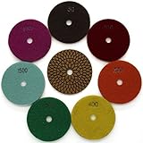 Easy Light グラニットマーブルストーン用ウェットダイヤモンド研磨パッド (10個) 4 Inch 7 ピース: グリット 50-3000