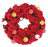 彩か SAIKA リース M 赤 レッド インテリア用 玄関飾り エレガンス CGX-213r Ball & Wooden roll Wreath Red