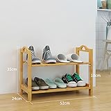 玄関がスッキリするシューズラック 竹製ラック 靴棚 天然竹 52x2段棚 収納能力抜群 多機能 耐久性 丈夫 期間限定セール