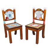Fantasy Fields - Lil' Sports Fan Thematic Kids Wooden 2 Chairs Set |?Imagination Inspiring Hand Craf
