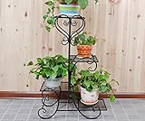 Plant shelf アイロンフラワーラック、マルチフロアスタンド、バルコニーリビングルームインテリアフラワーラック、フラワーポットラック、ポットフレーム Flower racks ( 色 : ブラ