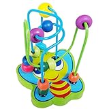 夢の空 木のおもちゃ 小型 ミツバチ 木のつみきカラフル ビーズ コースター　ビーズメイズルーピング　面白い そろばん　幼児知育玩具教育玩具 男女兼用 シンプル ファンの素晴らしいギフト