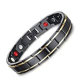 MURTOOゲルマニウムブレスレットメンズ純チタン製18Kゴールドとブラック 睡眠改善