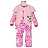 ふわふわフリースベスト＋裏起毛パジャマ３点セット（腹巻付き） (95ｃｍ, ピンク（10）)