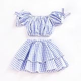 Tovadoo 子供服 ベビー服 女の子 トップス+スカート 春夏 チェック柄 ボートネック レトロ風 可愛い プレゼント 通学 旅行 海遊び 1-4歳