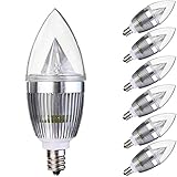 win_choice　6x　E12口金　LED電球　シャンデリアキャンドルライト　6W　3LED　500-550LM　AC85-265V　2800-3500K　電球色