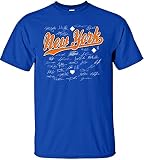 MLBニューヨークメッツチーム署名Tシャツ, Large , Royal