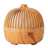 エッセンシャルオイルディフューザー アロマディフューザー エッセンシャルオイル用 小型ディフューザー 加湿器 180ml 木目調 超音波 クールミスト 7 カラフルライト 自動オフ USBコード アロマセラピーディフューザー ホームルーム オフィス用