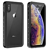 iPhone XS/X ケース 防水ケース 耐衝撃ケース 5.8インチ対応 360°全方向保護 米軍MIL規格取得 フェイスID認証・Qi充電対応 超軽量 塵・キズ?落下防止 高耐久ケース 風呂 雨 プール 海 (iPhone XS/iPhone X, 黒)