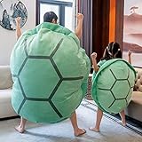 特大カワイイ亀甲のぬいぐるみ、亀甲枕、ウェアラブル タートル シェル ピロー 重みのある動物のぬいぐるみ コスチューム ぬいぐるみ 面白いドレスアップ ぬいぐるみ クッション おもちゃ 人形 子供 大人へのギフト 60inch Green