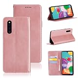 適用 Galaxy A41 ケース 手帳型 適用 ギャラクシーA41 SC-41A / SCV48 手帳型 ケース カバー PUレザー カード収納 財布型 耐衝撃 ケース マグネット スタンド機能付き 5色 (適用 Galaxy A41 SC-41A / SCV48 ケース 手帳型) (ライトローズゴールド)