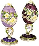 Design Toscano Spring Bouquet Collection: Faberge-Style Enameled Eggs: Set of Lavender and P...