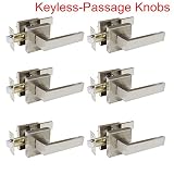 Probrico内部ラウンドPassageキーレスドアノブレバードアロックLockset withoutキードアハンドルサテンニッケルfor Hallクローゼット Door Lever-DL01 HM