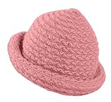Plus Nao(プラスナオ) 子供用 ニット帽 ニットハット つば付きニット帽 ニットキャップ ざっくり編み 手編み風 キッズ ジュニア シンプル - ピンク