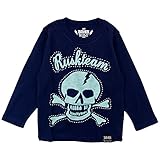 RUSK(ラスク) スラブ天竺スタッズスカル長袖Tシャツ 120cm/ネイビー NO.P-3441-02