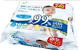純水　99%！ ノンアルコール、無香料 お肌にやさしい弱酸性 ライフ堂　LD-036 弱酸性 ふんわり 赤ちゃんのおしりふき 水99% 80枚*3個パック 36入（3合）