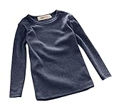 Plus Nao(プラスナオ) 長袖カットソー Tシャツ ロンT トップス 子供服 キッズ KIDS シンプル 無地 定番 ベーシック ラウンドネック クルー 130cm デニムブルー