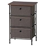 簡単組立てチェスト タンス 3段 折りたたみ式 スチール LFS-701BR ブラウン 3段