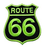 ワッペン アイロン ルート66 ROUTE66 グリーン×ブラック アメカジ 刺しゅう アップリケ パッチ