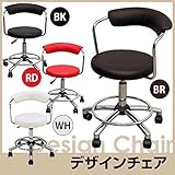 キャスター付きデザインチェア ソフトレザー/スチールパイプ ガス圧昇降式 ブラック(黒)