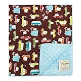 マイBlankeeロードトリップMinkyドットブルーベビー毛布/ワットオーガニックコットンブラウン、30 "X 35"