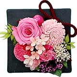 パラボッセオリジナル プリザーブドフラワー フレームプリザ　ひより 日和 ブラック器・ピンク 立て掛け