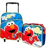 Elmo Sesame Street Toddler Boys Medium 12" Rolling Backpack Roller Book Bag & Lunch Box Set [並行輸入品]