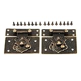 dophee 2個アンティークスタイル55 x 47 mm装飾ボックス用のラッチHasps木製ジュエリーギフトワインボックス