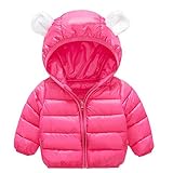 Smile キッズ 子供　ダウンジャケット ベビー 子供服 ダウンコート ダウン 棉服ジャケット 防寒 保温 アウターウエア 女の子 男の子 フード付き 秋冬　通園/通学　可愛い (70cm, ローズ