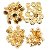KUKU工房 バネホック ホック ボタン レザークラフト ハンドメイド 50組セット (10mm, ゴールド)