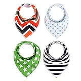 AKC スタイ ビブ よだれかけ コットン100% 柔らかい 2層タイプ スナップ 三角 ベビー 4枚セット (Kセット)