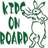 14色 KIDS ON BOARD 鳥獣人物戯画 ウサギ ステッカー 【KIDS IN CAR 兎 兔 男の子 女の子 和柄】 (グリーン)