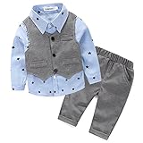 Domybest ベビー服　ロンパーススーツ フォーマル セレモニーロンパース オーバーオール 男の子 紳士服 シャツ+ベスト+パンツ ３点セット 長袖 ジェントルメン 幼児 出産祝い 結婚式 撮影 